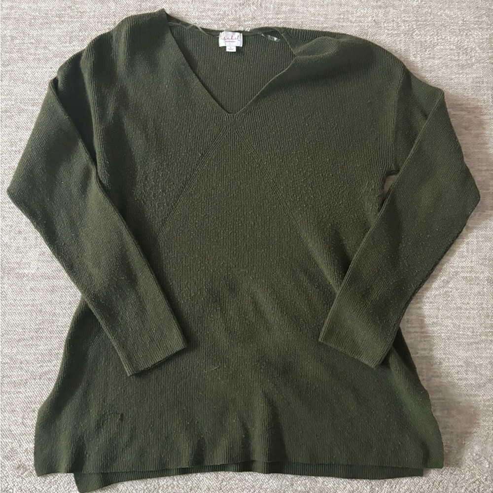 Olive Green V-Neck Maternity Sweater